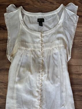 Anthro Fei Sheer Lace Hem Tie Back Blouse